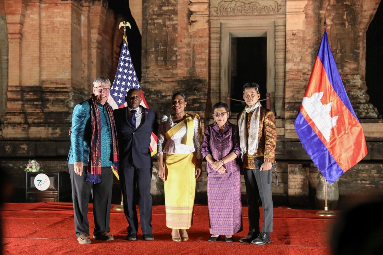 US Embassy event with Ministry of Culture and Fine Arts commemorating 75 year relationship between Cambodia and the US. Kravan Temple, Angkor Archeological Park, Siem Reap, Cambodia